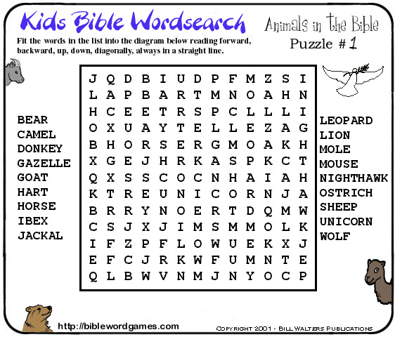 free Christian Family Bible Kids wordsearch puzzle