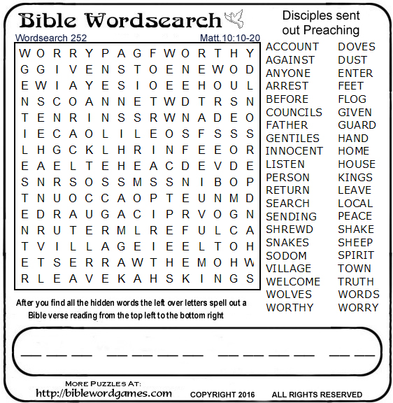 Bible wordsearch puzzle