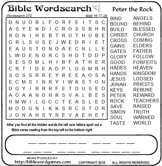 Free Bible wordsearch puzzle