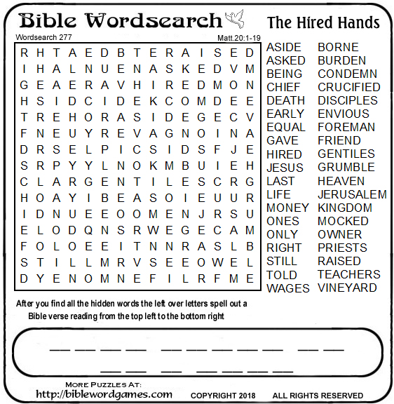 Bible Wordsearch puzzle